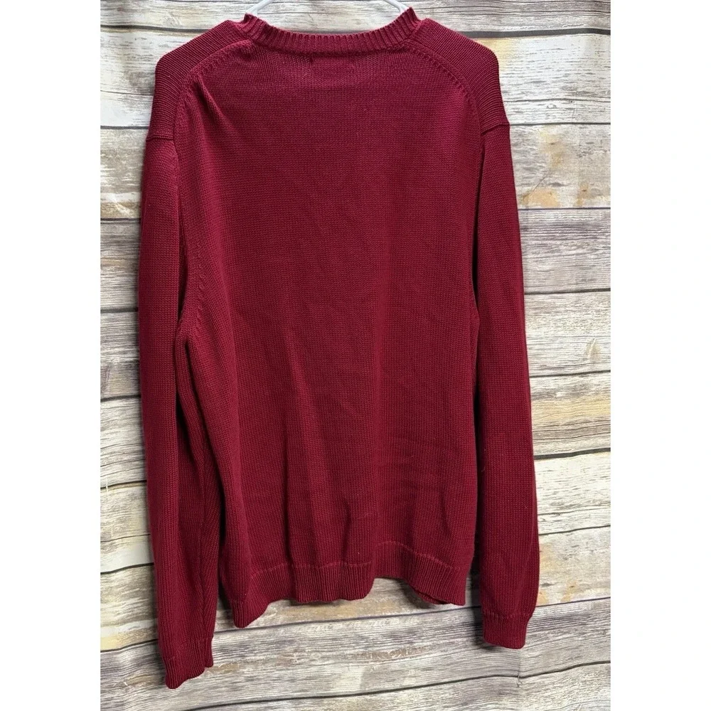 Eddie Bauer Sweater Men's XL Red Cotton Ribbed Knit Crew Neck Pullover Warm - Picture 2 of 8